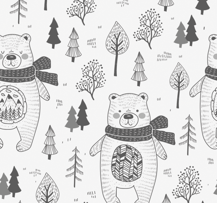 Forest Bear Motif animals wallpaper - TenStickers