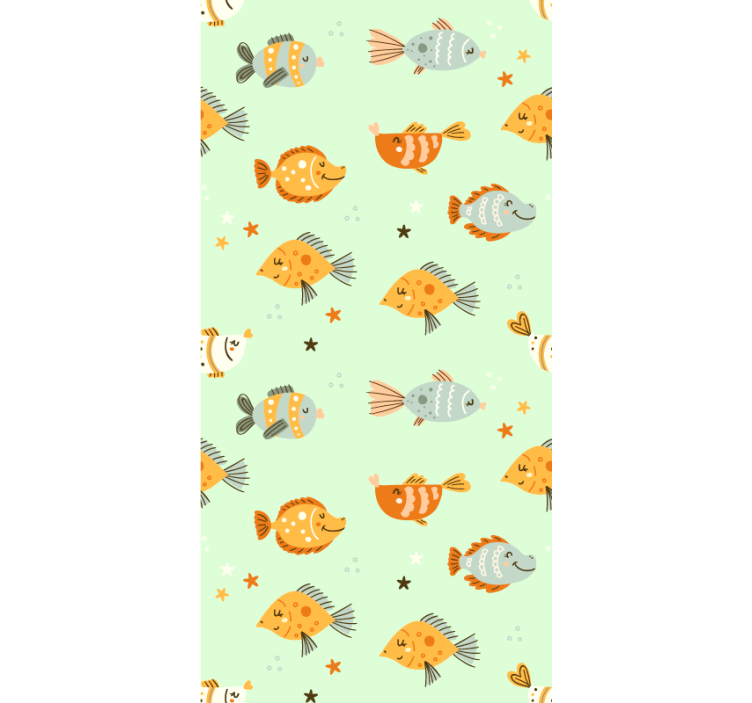 Aquatic Friends Pattern fishes wallpaper - TenStickers