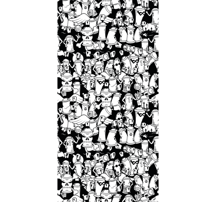 Black and white graffiti cans Art Wallpaper - TenStickers