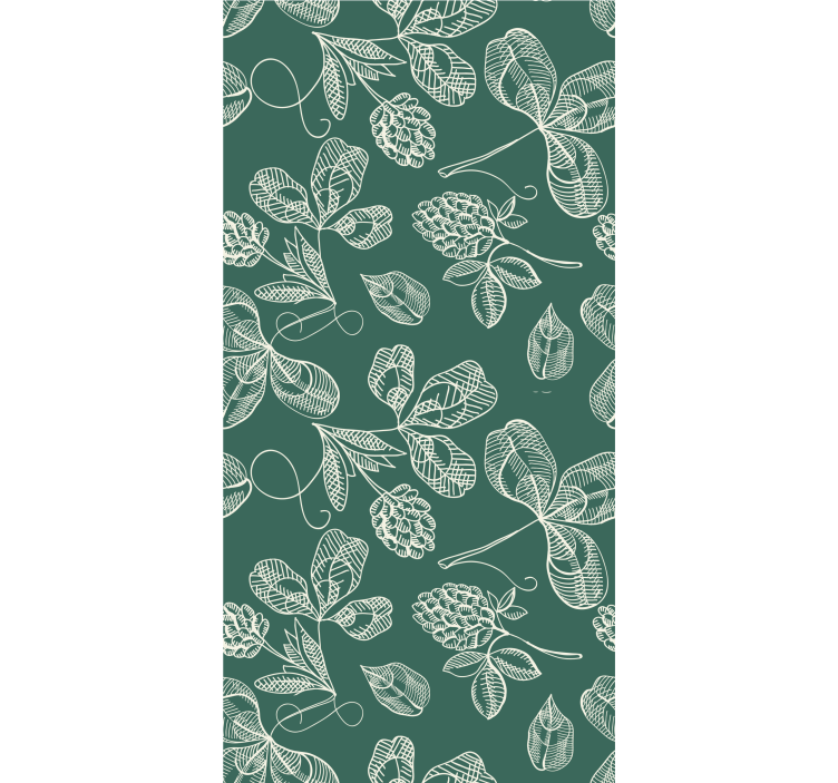 Green leaf doodle leaf wallpaper - TenStickers