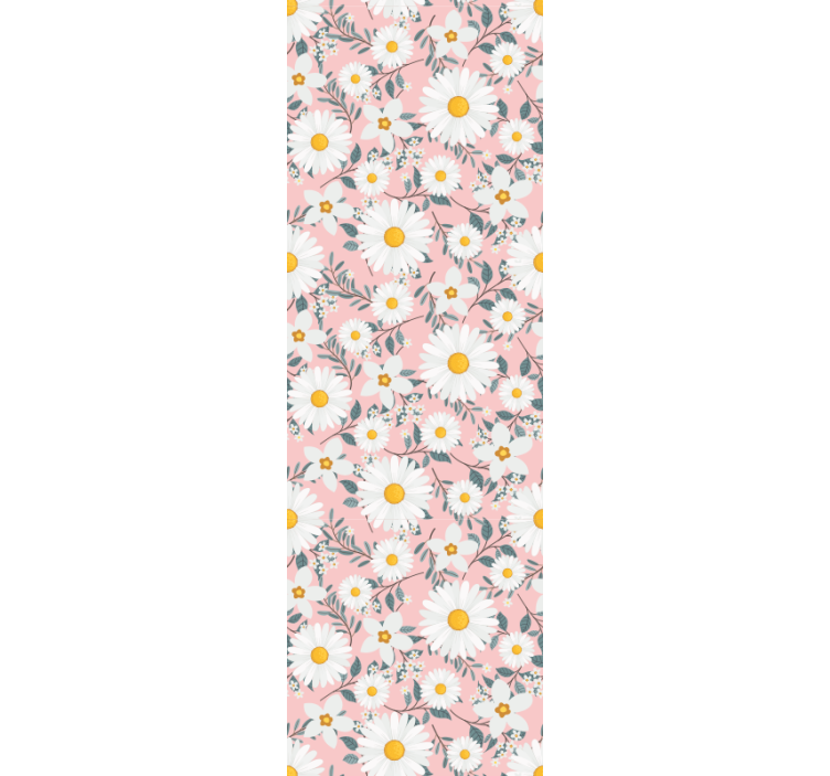 Pink background daisy flowers Flower Wallpaper - TenStickers