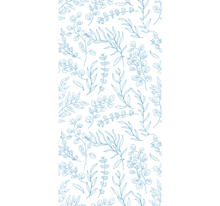 Floral Sketch Design leaves wallpaper - TenStickers