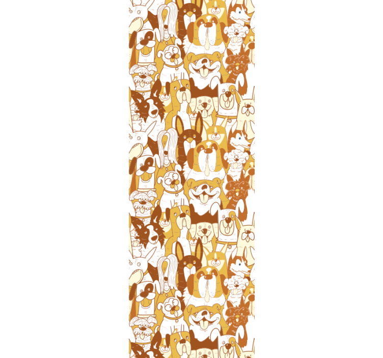 White and Orange Pattern cute dog wallpaper - TenStickers