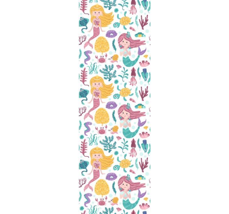 Mermaids and crabs childrens wallpaper - TenStickers