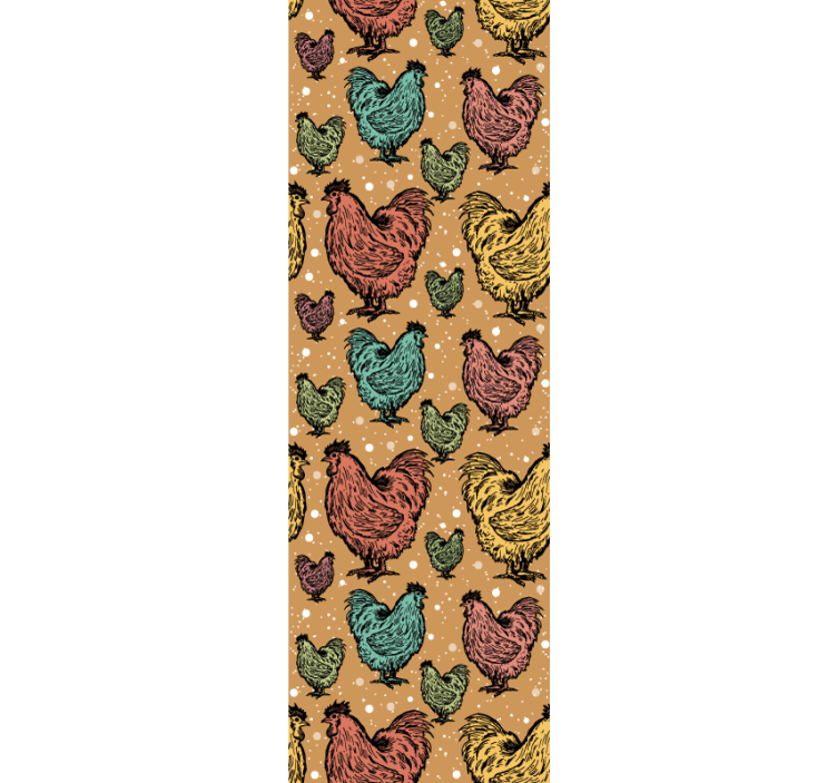 Colorful Rooster Pattern animals wallpaper - TenStickers