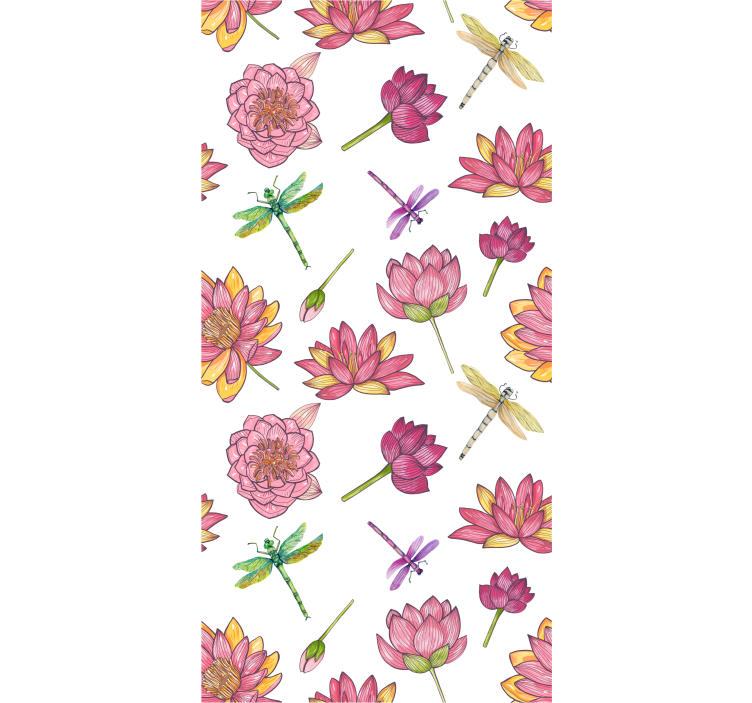 Floral Dragonfly Fusion flowers wallpaper - TenStickers
