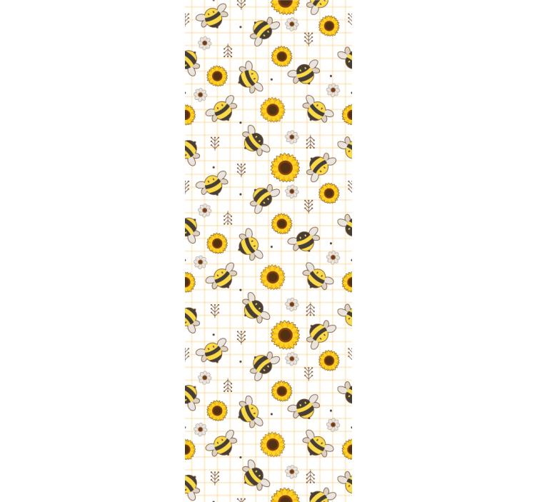 Bees Sunflowers Pattern animals wallpaper - TenStickers