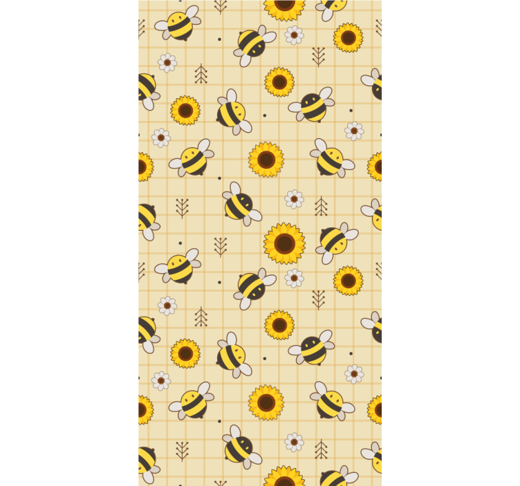 Bee Sunflower Pattern animals wallpaper - TenStickers