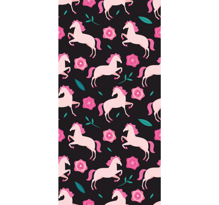 Whimsical Equestrian Florals animals wallpaper - TenStickers