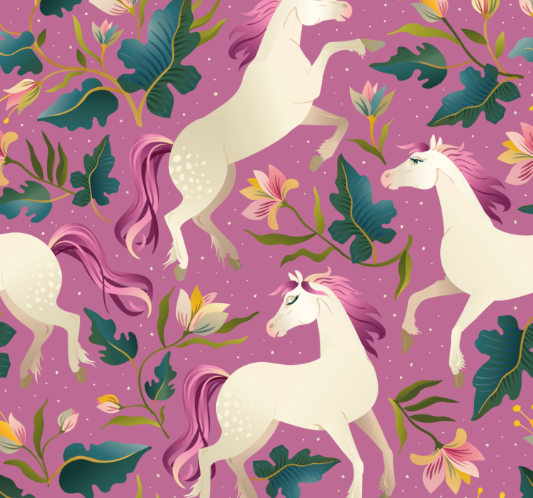 Floral Unicorn Design horses wallpaper - TenStickers