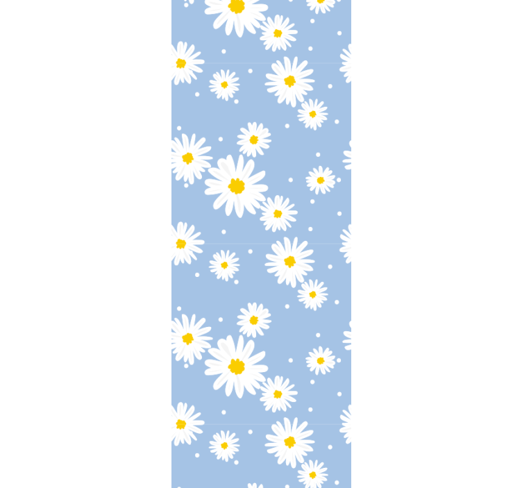 White flowers with blue background wallpaper - TenStickers