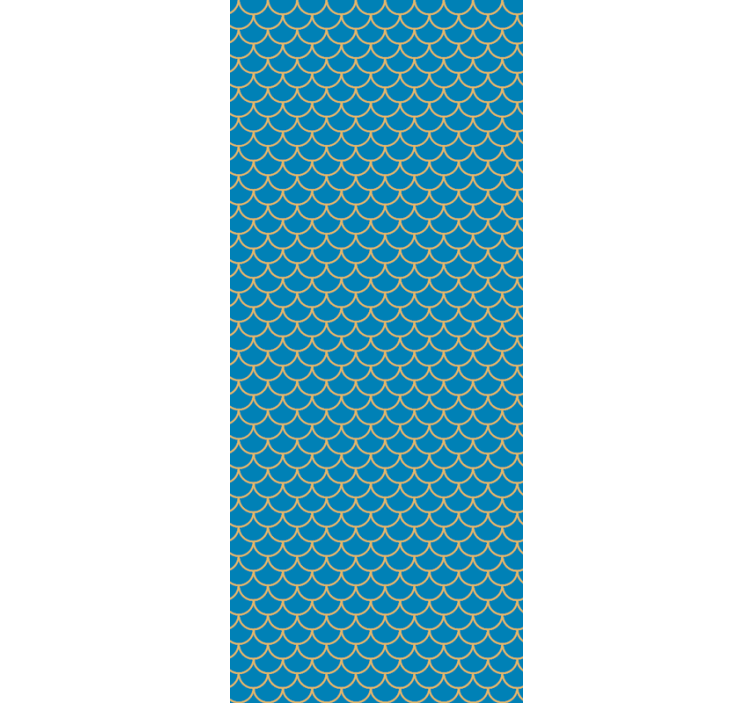 Blue fish scales pattern Bathroom Wallpaper - TenStickers