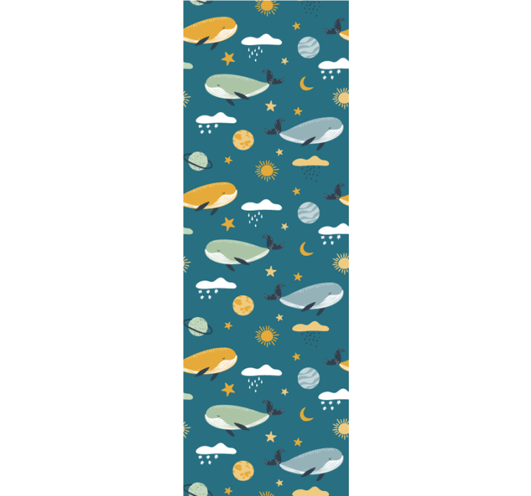 Trendy whale pattern children wallpaper - TenStickers