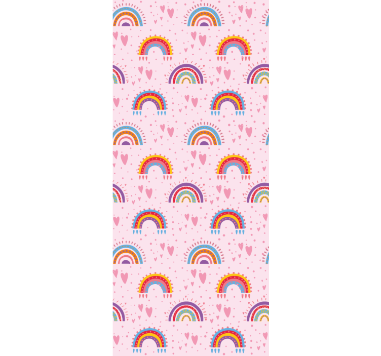 Pink dots and rainbows Childrens Wallpaper - TenStickers