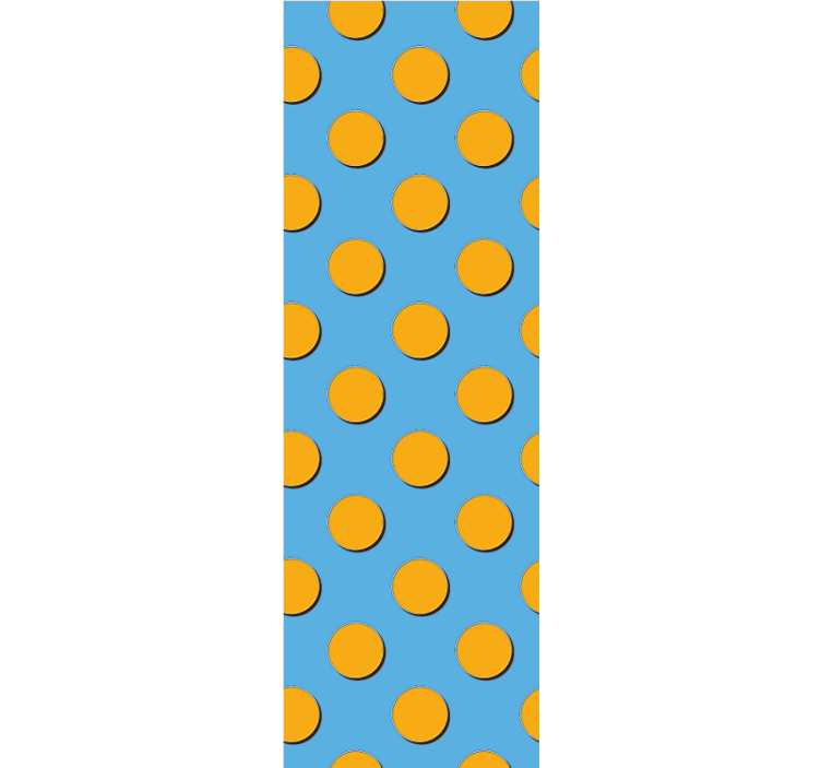 Polka dots wallpaper in orange dots on blue background - TenStickers
