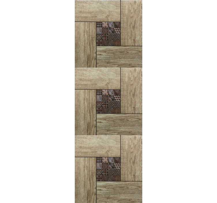 Wooden textured tiles effect wallpaper - TenStickers