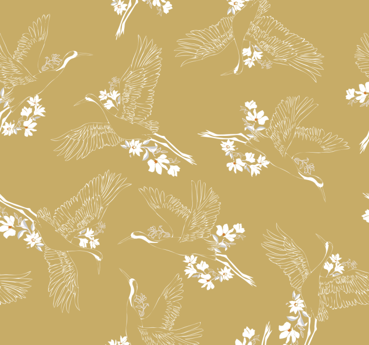 Flying Birds Botanical birds in wallpaper - TenStickers