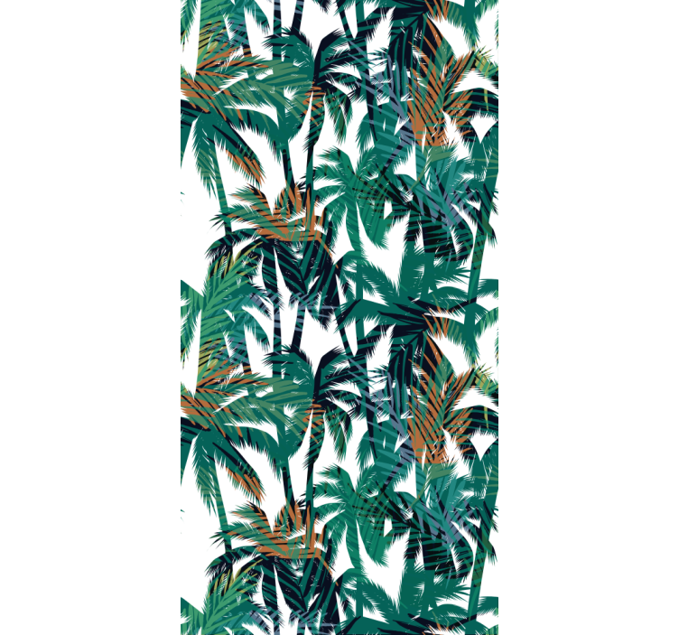 Green and white palm trees jungle themed wallpaper - TenStickers
