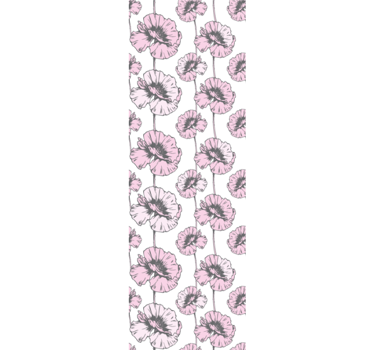 Pink simple pattern flowers wallpaper - TenStickers