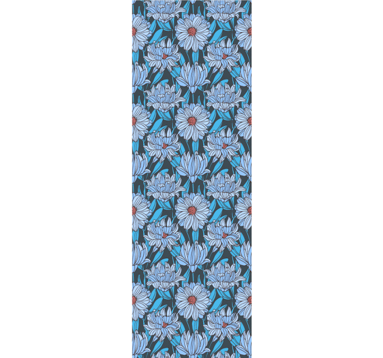 Blue chrysanthemums flower pattern wallpaper - TenStickers