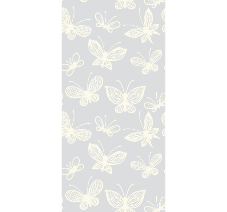 White and grey butterfly pattern wallpaper - TenStickers