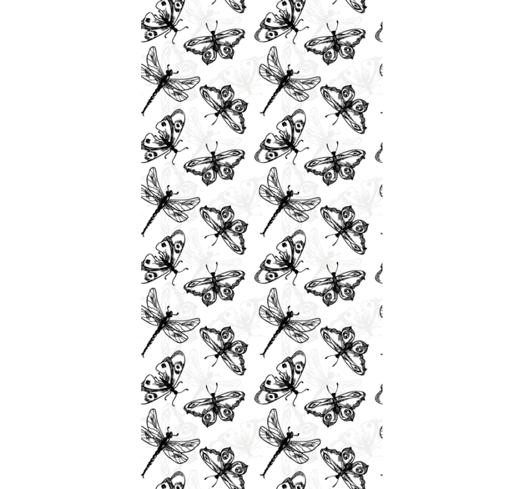 Black dragonflies butterflies wallpaper - TenStickers