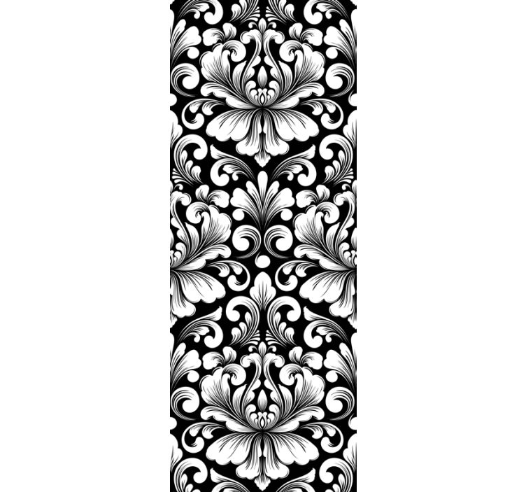 Damask design black and white classic wallpaper - TenStickers