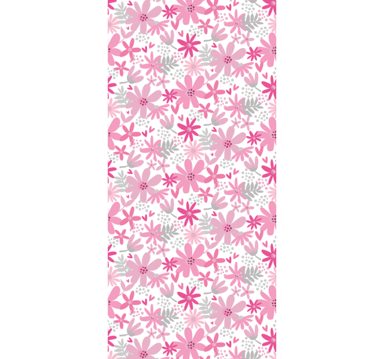 Pink patterns flowers wallpaper - TenStickers