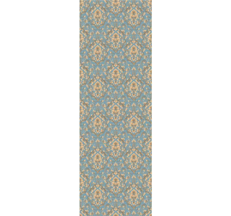 Turquoise and gold leaves pattern wallpaper - TenStickers