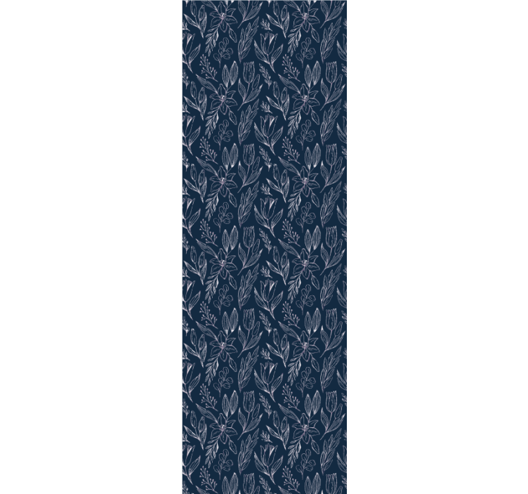 Blue blooming motif flowers wallpaper - TenStickers