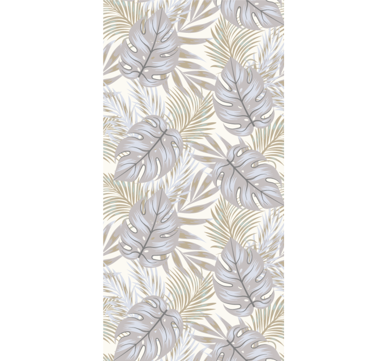 White artistic palm tree leaves wallpaper - TenStickers