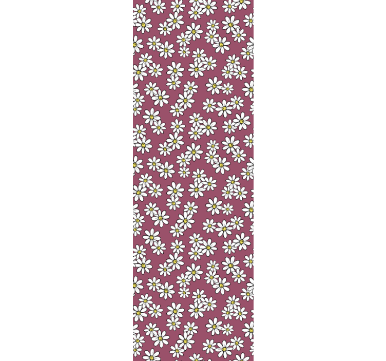 Daisies on red pattern flowers wallpaper - TenStickers