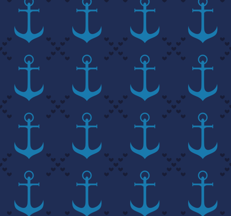 Navy blue anchors living area wallpaper - TenStickers