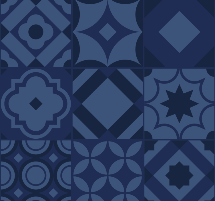 Navy blue tiles kitchen wallpaper - TenStickers