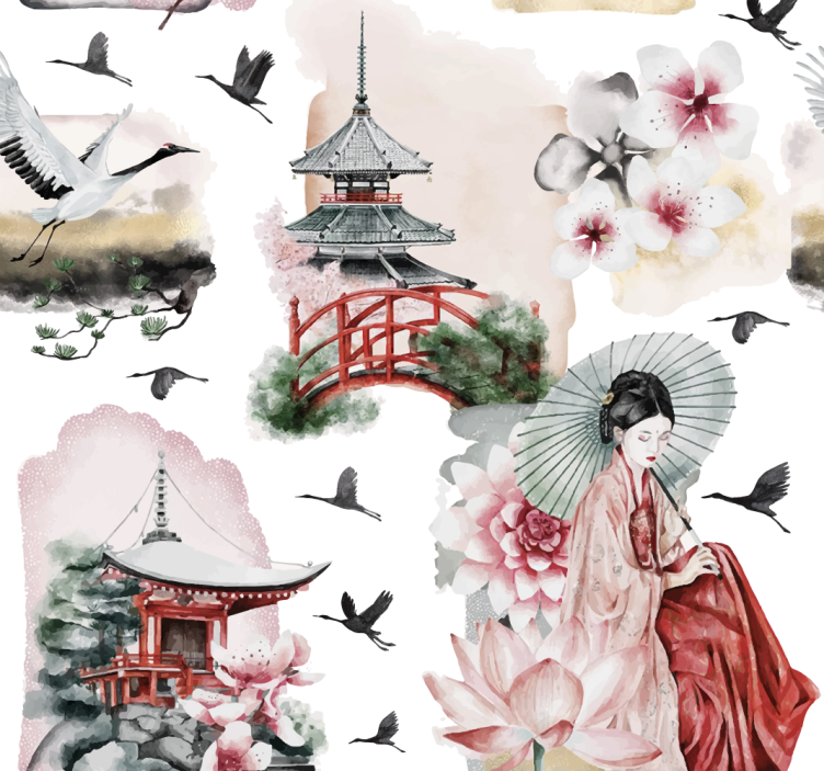 Japan headboard wallpaper - TenStickers
