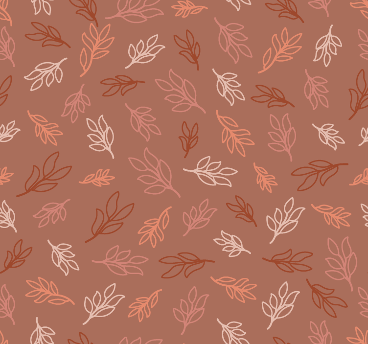Leaves pattern terracotta wallpaper - TenStickers