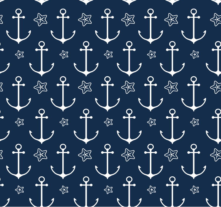 anchor pattern Navy wallpaper - TenStickers
