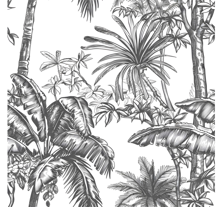 Gray rainforest pattern wallpaper headboard - TenStickers