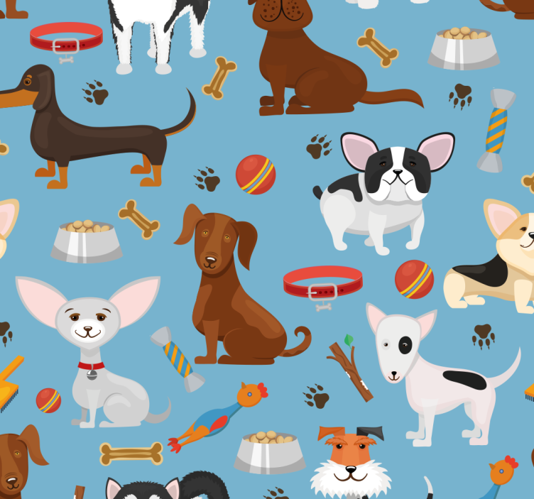 Canine Companions cute dog wallpaper - TenStickers