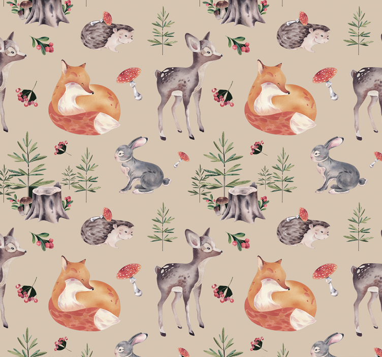 Kids' forest pattern animal wallpaper - TenStickers