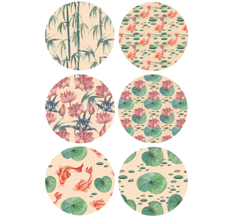 Watercolor meadow Circle Pattern Wallpaper - TenStickers