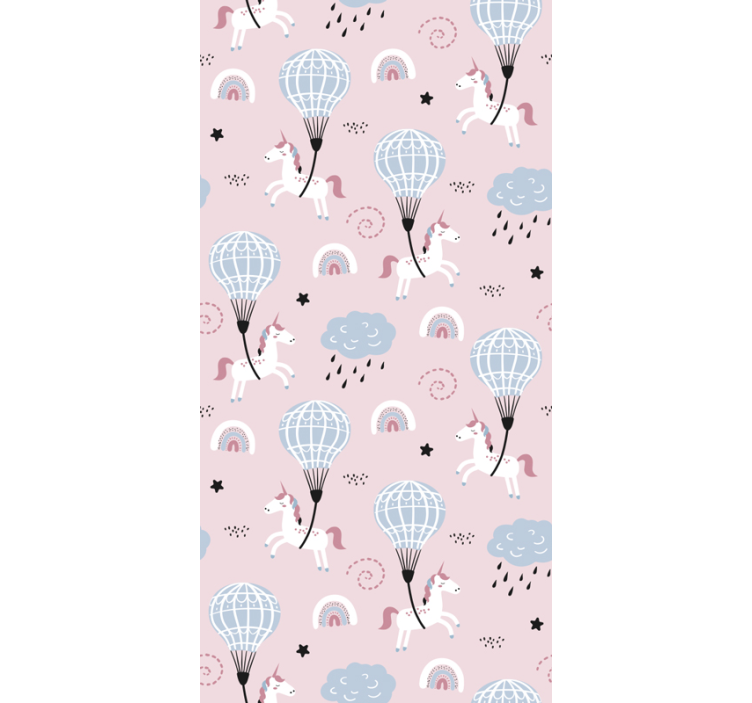 Kids pink wallpaper with unicorns - TenStickers