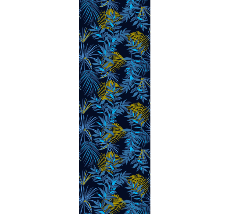 Blue tropical foliage leaves wallpaper - TenStickers