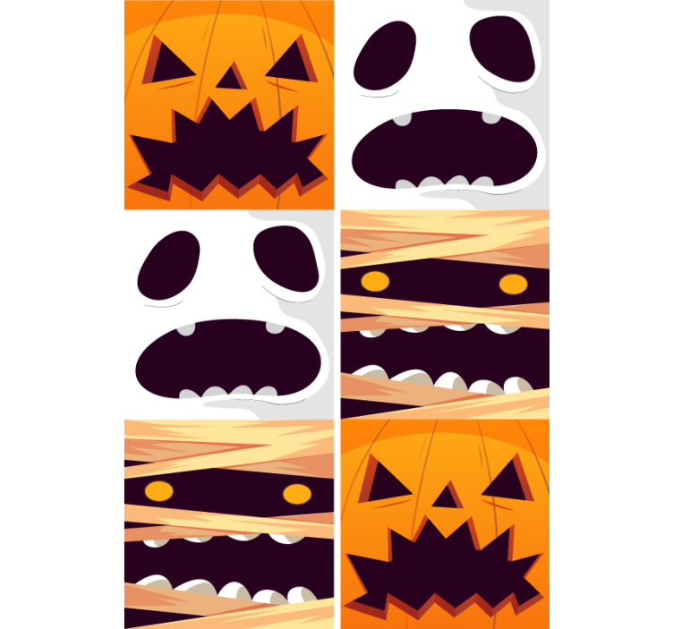 Ghosts pumpkins and mummies Wallpaper - TenStickers