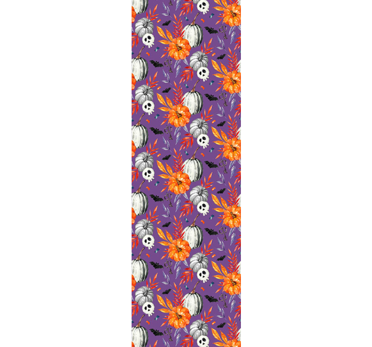Orange Floral Skulls cute halloween wallpaper - TenStickers