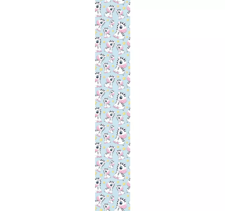 Baby motif on blue background wallpaper zebras - TenStickers