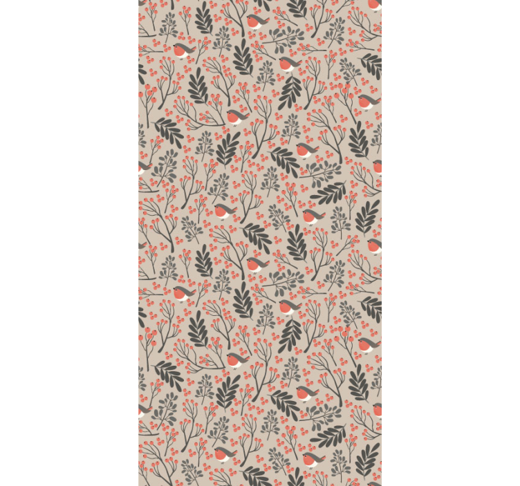 Birds and blooms living area wallpaper - TenStickers