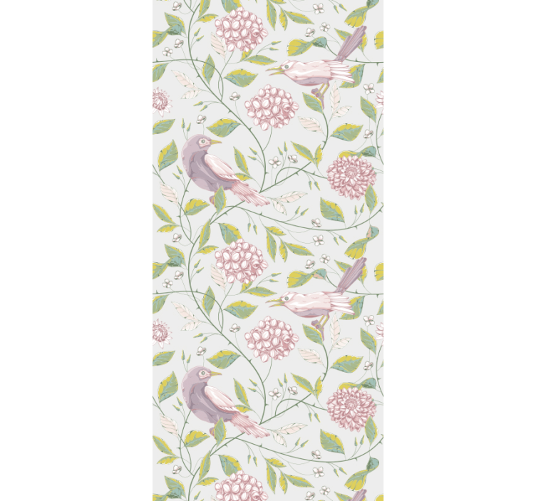 pastel birds on the branches Wedding Wallpaper - TenStickers