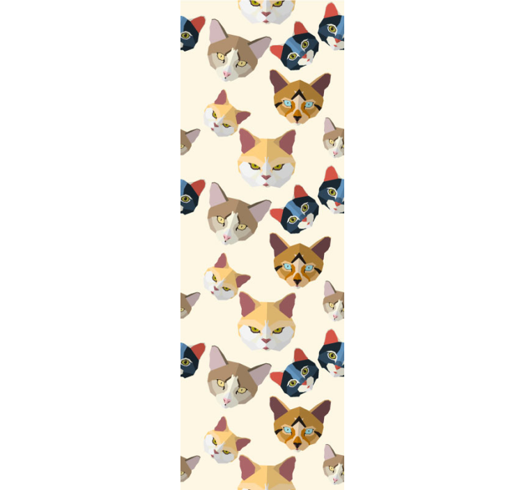 Geometric Cat Faces cats wallpaper - TenStickers