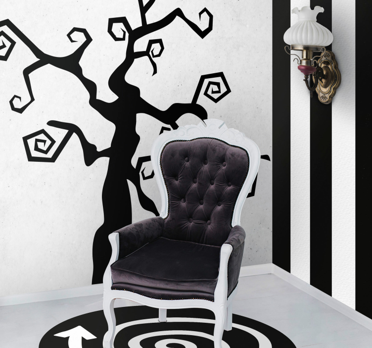 Black and white striped living room wallpaper - TenStickers